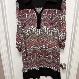 Sami & Jo Multicolor Chevron Pattern Women's Shift midi dress size 3X (10-9)